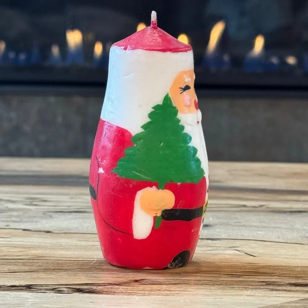 Vintage 1950s Santa Claus Candles Lot of 3, Retro Mid Century Christmas Figural